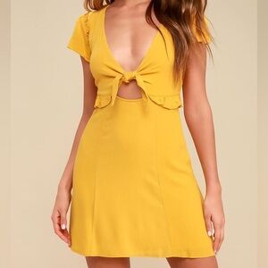 Lulus women’s mustard yellow tie front dress